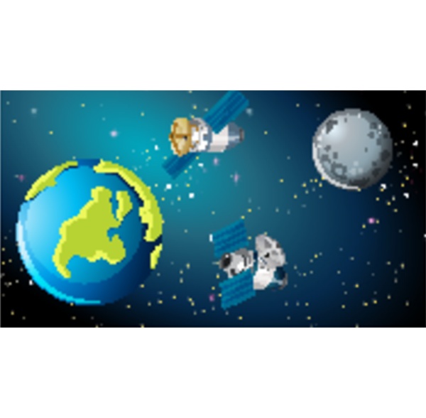 satellites around earth scene