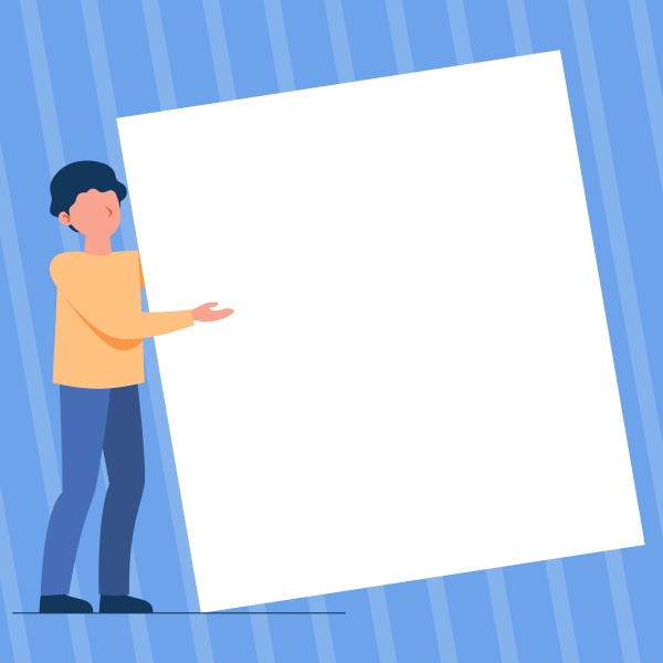 man standing drawing holding presenting huge
