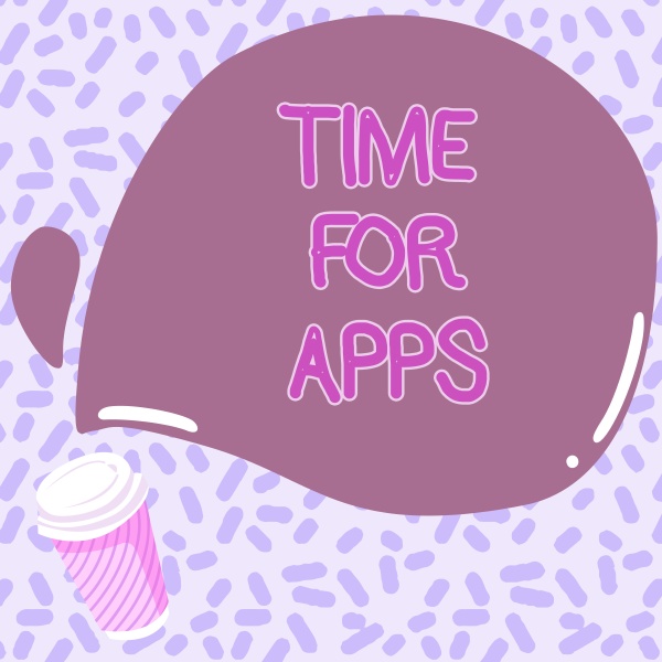 text caption presenting time for apps