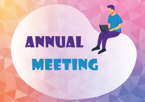 handwriting text annual meeting concept