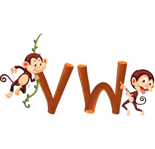 monkey and wooden alphabet