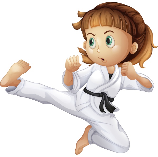 a brave young girl doing karate