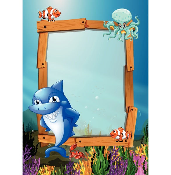 frame design with fish underwater