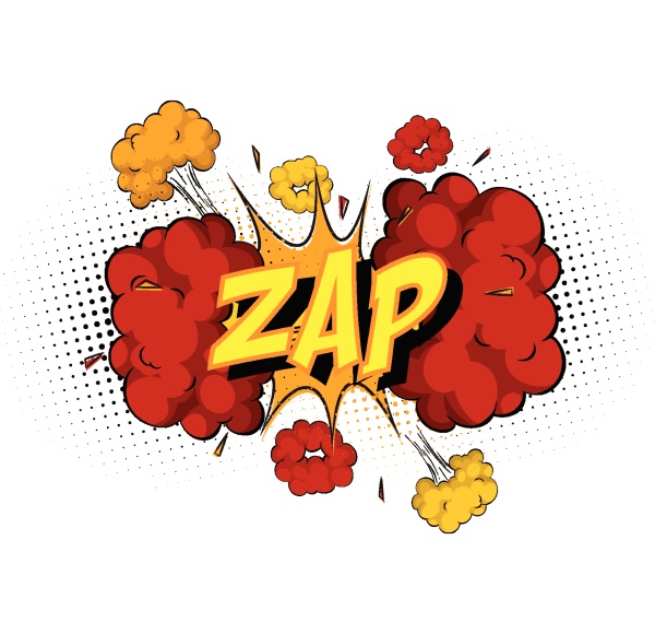 word zap on comic cloud explosion