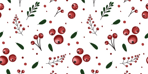 trendy berry pattern with lingonberries