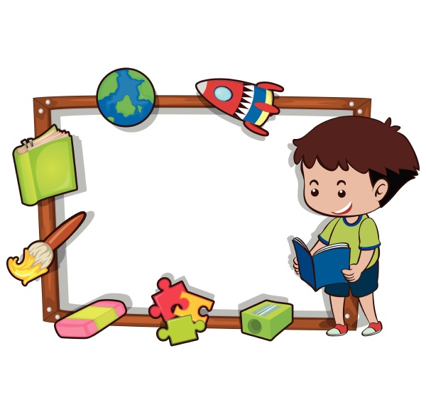 border template with boy reading book