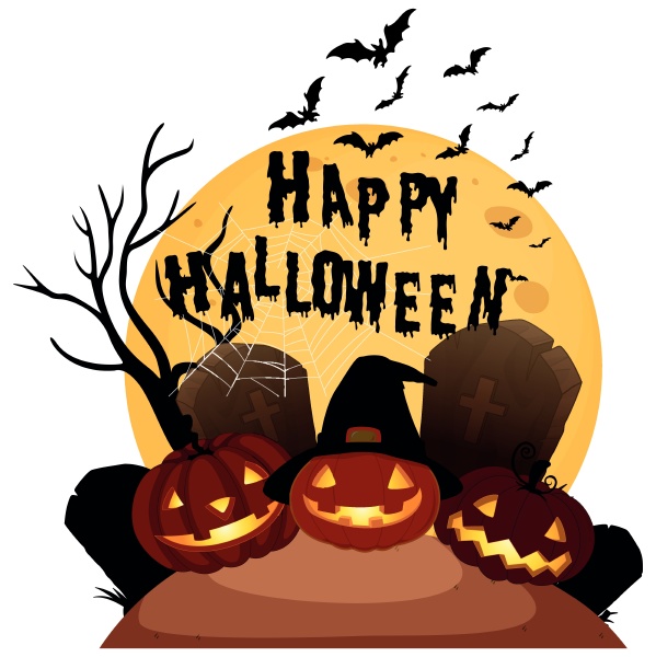 happy halloween on white background