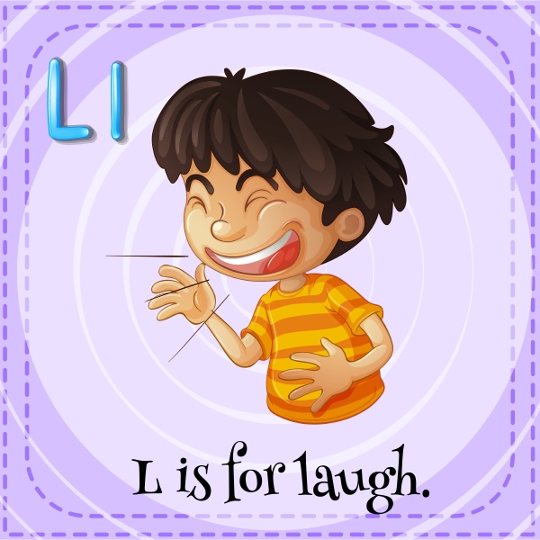 flashcard letter l is for laugh