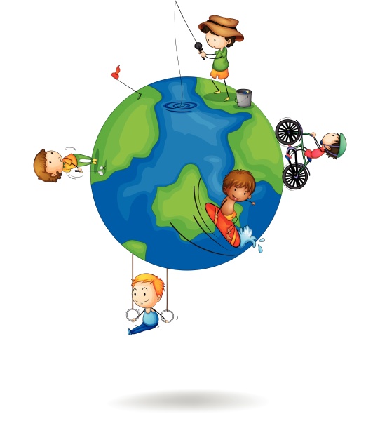 kids playing on earth globe