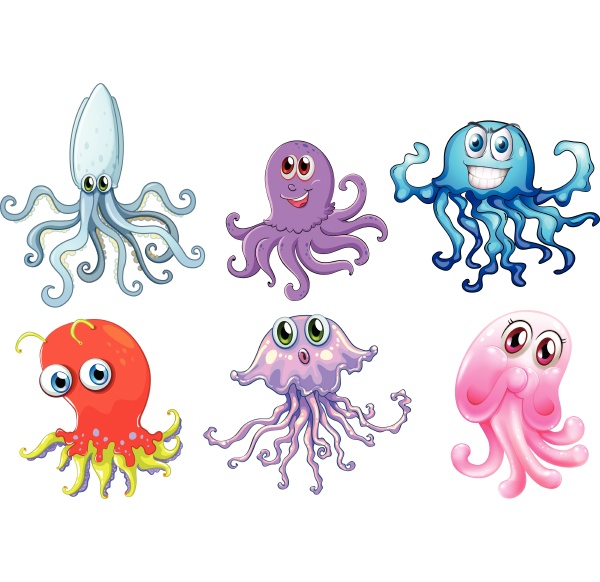 six free swimming creatures