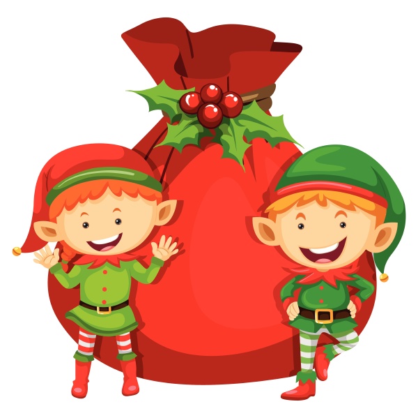 christmas theme with two elves and