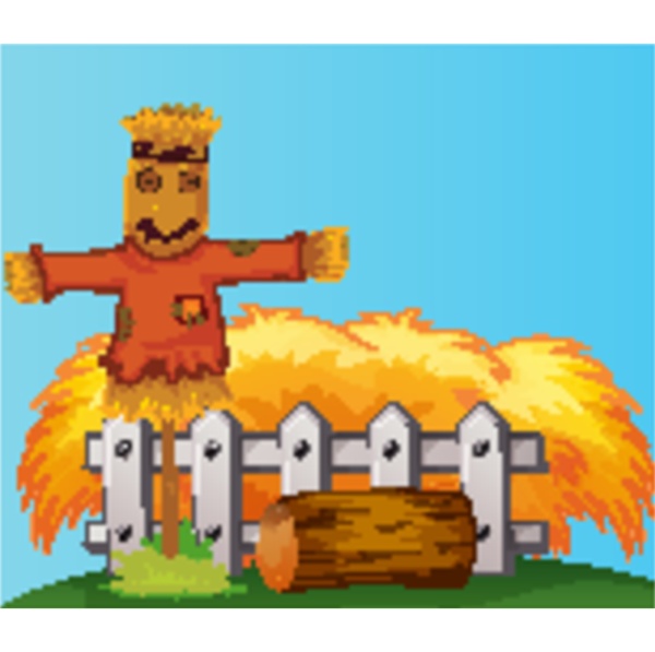 scarecrow and straw cartoon style