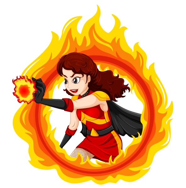 a flaming female superhero
