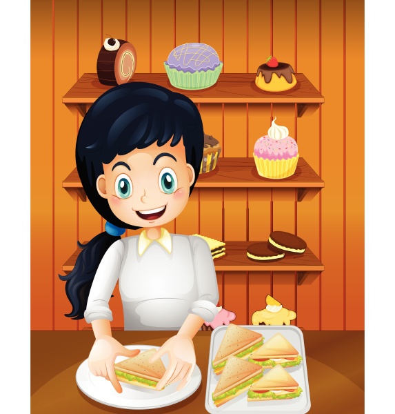 a happy mother preparing sandwiches