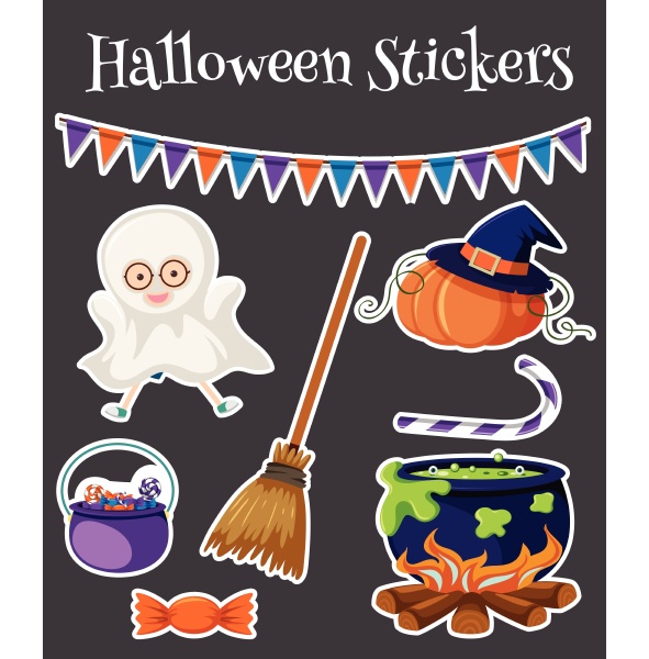halloween stickers with kid in costume