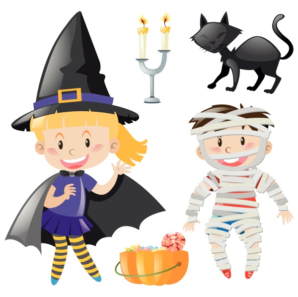 kids in halloween outfit