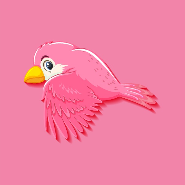 cute pink bird cartoon character