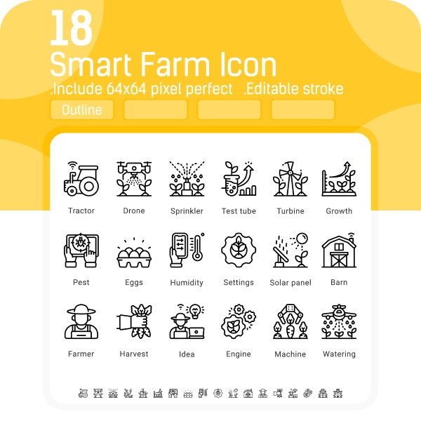 vector smart farm icon set isolated