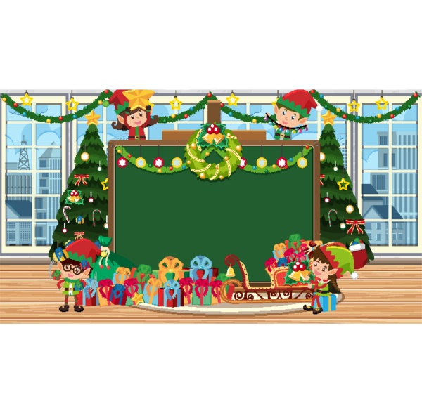 border template with christmas elf and