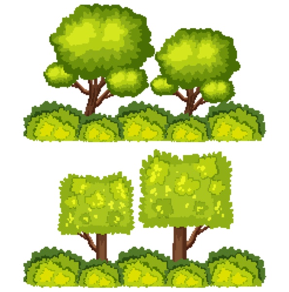 big green trees on white background