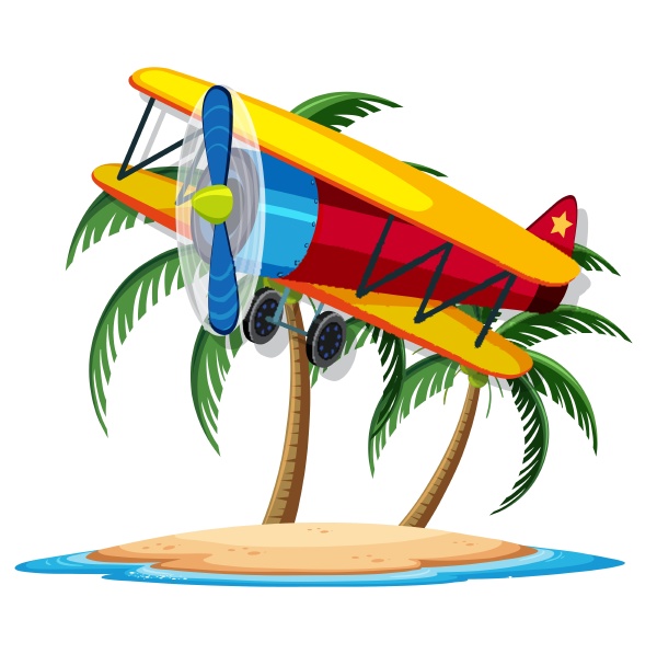 airplane on the the tropical island