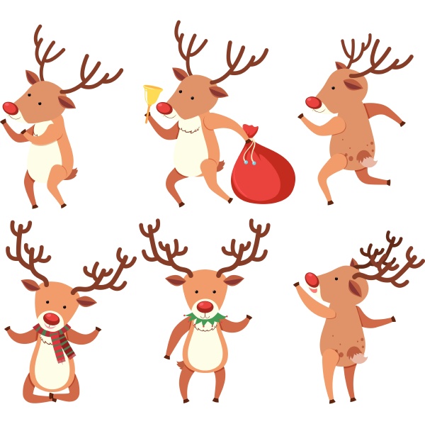 christmas reindeer doing different things