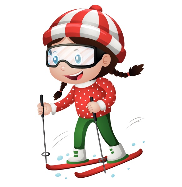 little girl playing ski