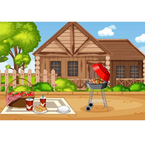 background scene with bbq in the