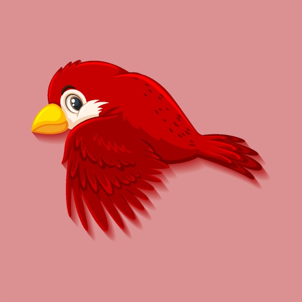 cute red bird cartoon character