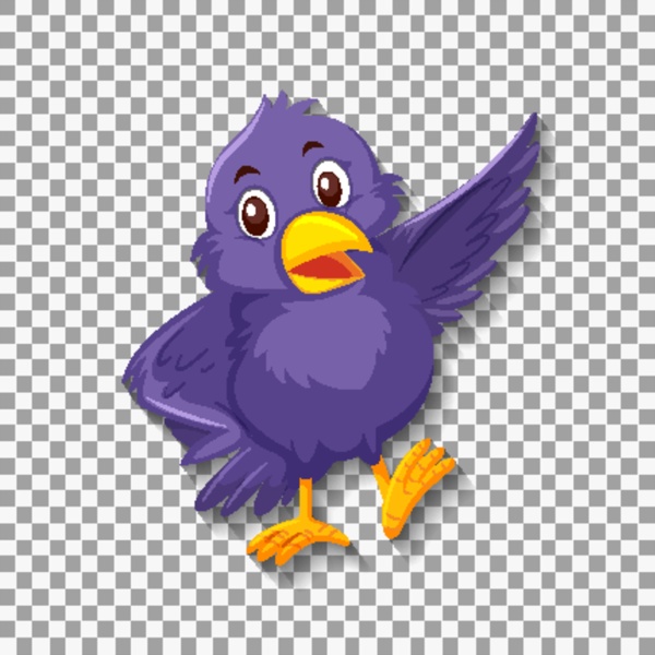 cute purple bird cartoon character