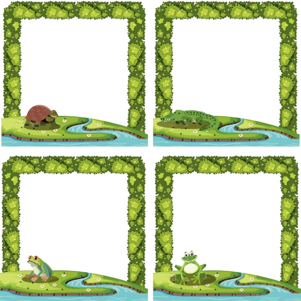 set of animal in nature border