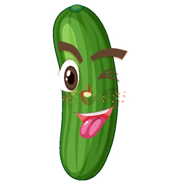 cucumber cartoon character with facial expression