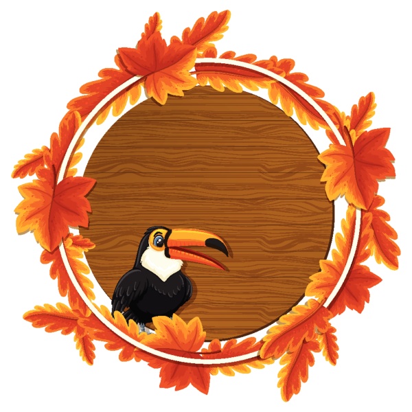 round autumn leaves banner template with