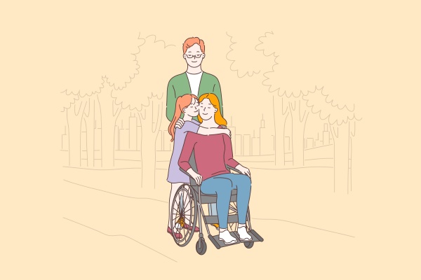 disabled people care love concept