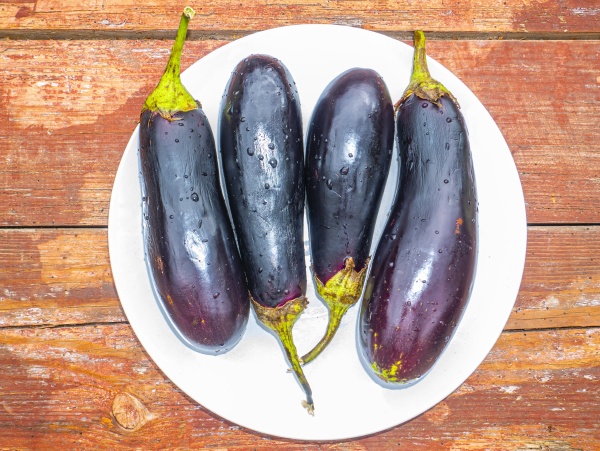 blue eggplant vegetables in a plate