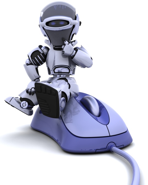 robot with a computer mouse