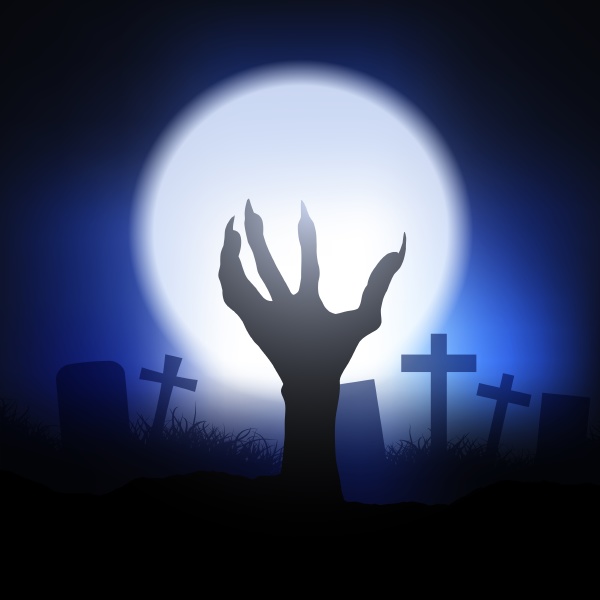 halloween background with zombie hand