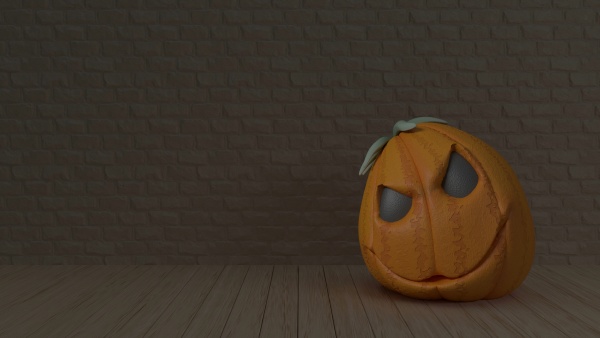 3d halloween background with pumpkins