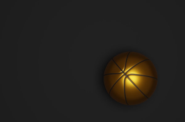 golden basketball on black