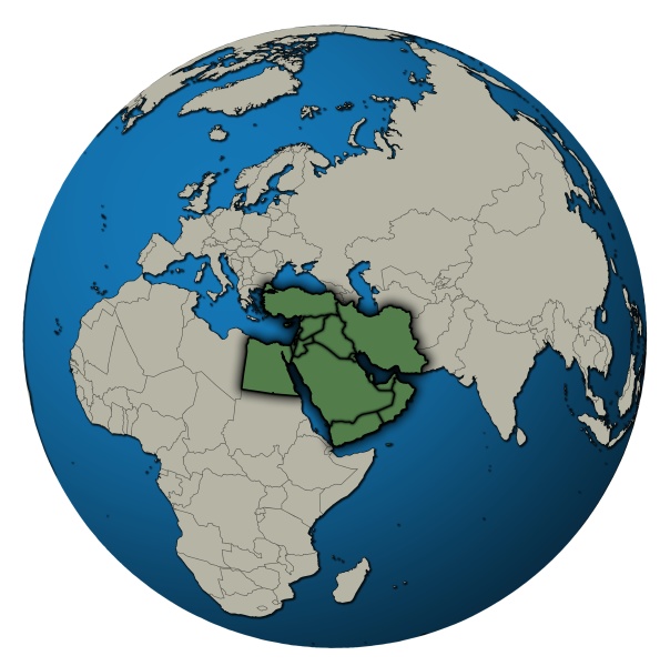 territory of middle east region over