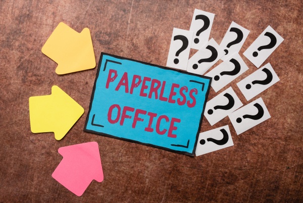 writing displaying text paperless office