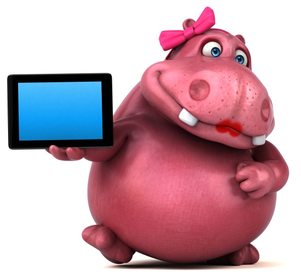 pink hippo 3d illustration