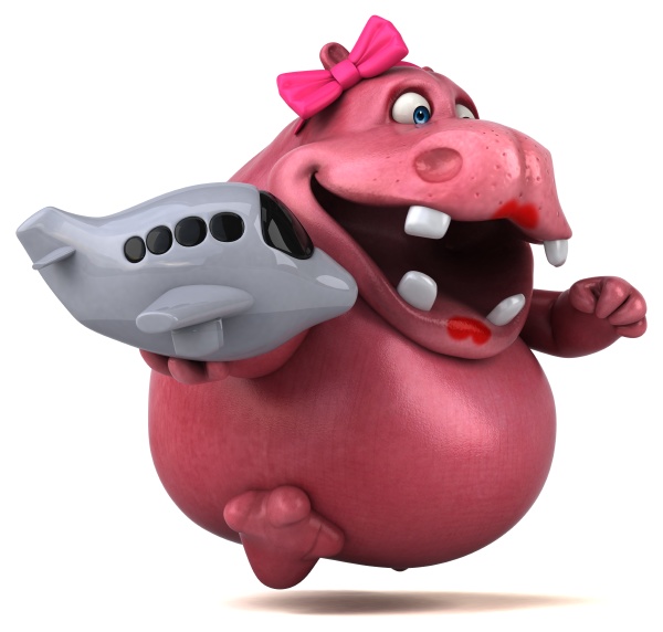 pink hippo 3d illustration