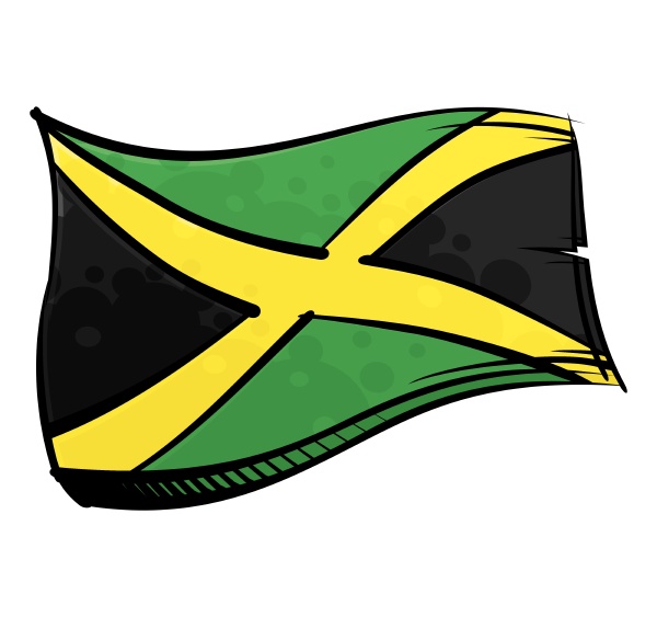 painted jamaica flag waving in wind