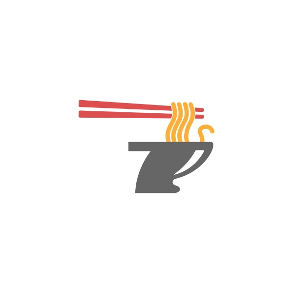 number 7 with noodle icon logo