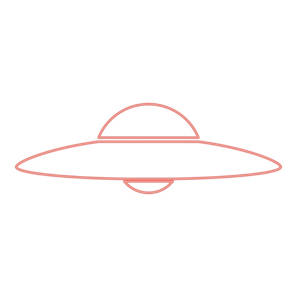 neon ufo flying saucer red