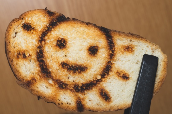 toasted bread with smiling sun picture