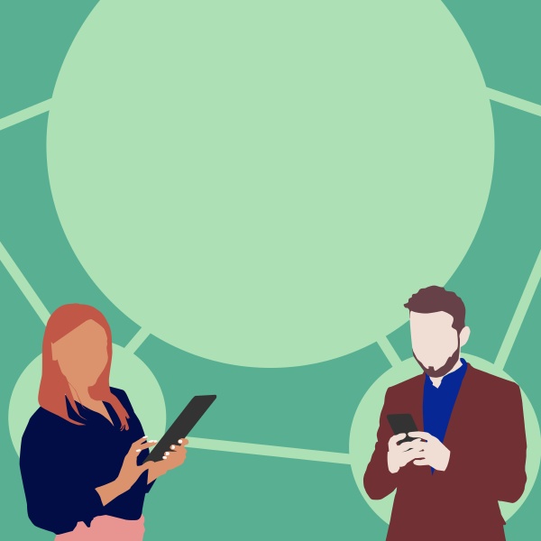 illustration of partners busy using smartphones