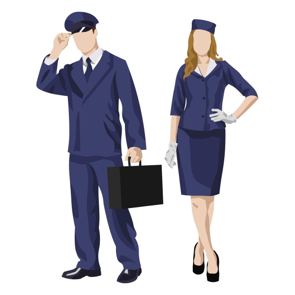 pilot and stewardess in uniform on
