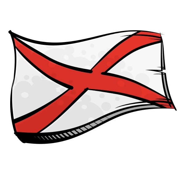 painted alabama flag waving in wind